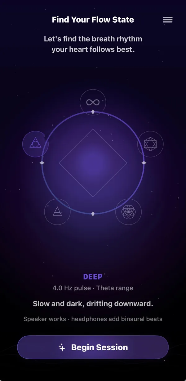 CoFlow home screen, Deep selected