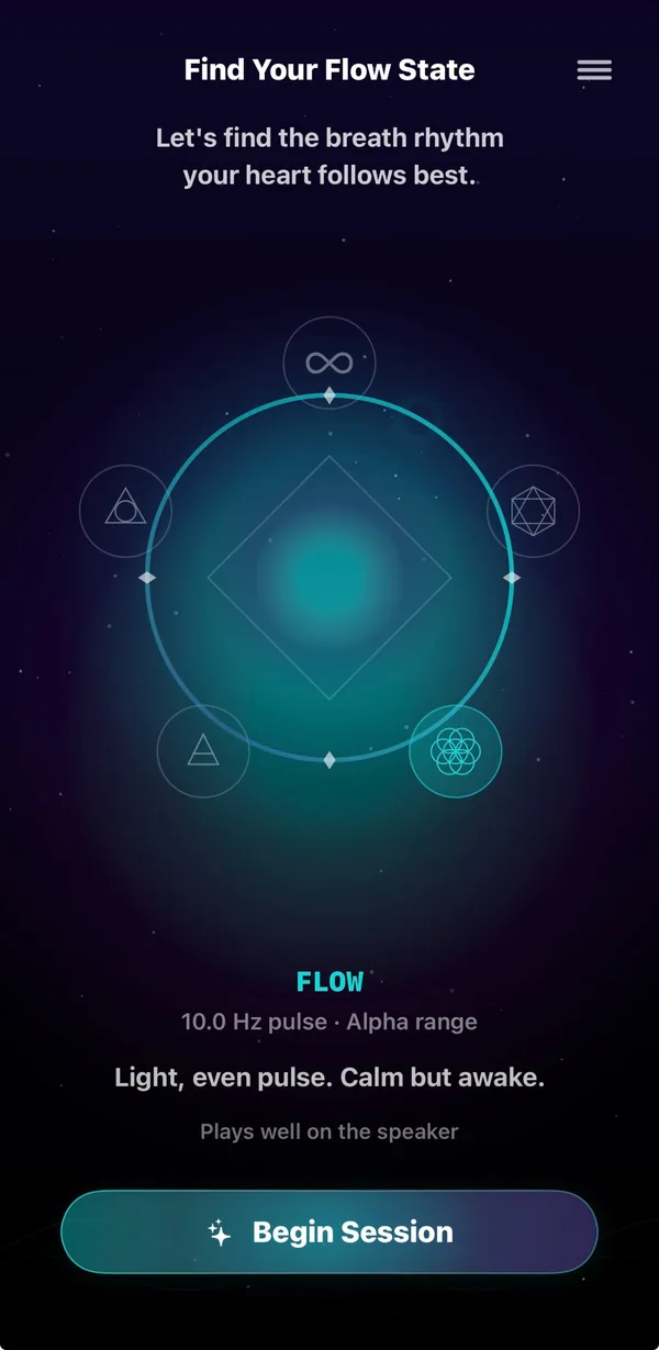 CoFlow home screen, Flow selected