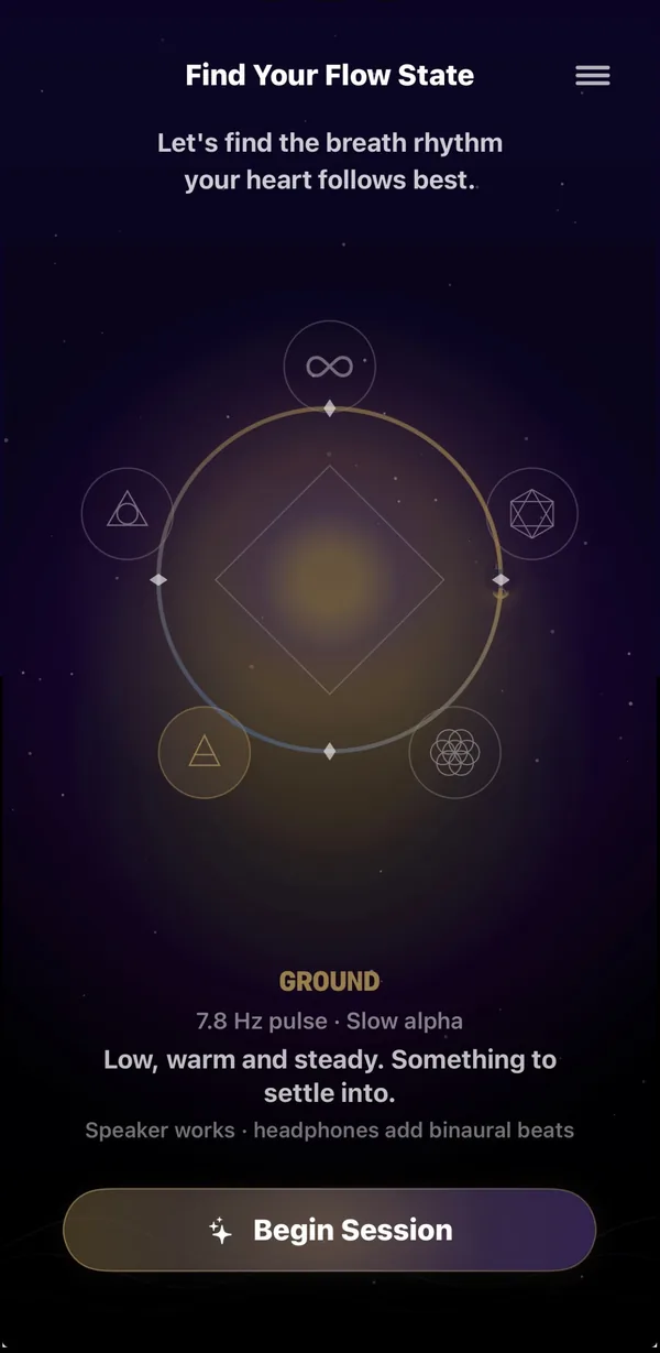 CoFlow home screen, Ground selected